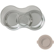 Grosmimi 不鏽鋼吸盤式3格餐盤組, 1組, 3件式托盤+托盤蓋+吸盤, 混色