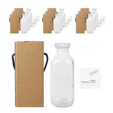 方形奶茶玻璃瓶 500ml+白蓋+貼紙 11M+盒子包裝, 10組