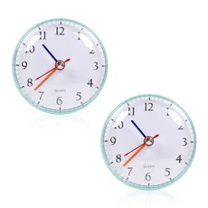 FLaiTO 馬卡龍浴室吸盤防水時鐘 2入, 薄荷綠