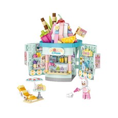 LOZ 遊樂園系列迷你積木12遊樂園冰淇淋店建築公仔, 1個, 01.遊樂園冰淇淋店