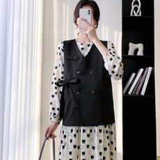 루나글램 임산부 정장 패션 더블 버튼 베스트