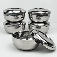 QUEEN SENSE Hekins 不鏽鋼雙層餐碗, 5個, 單一顏色