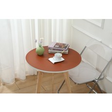 Brivew Retable 雙面防水皮革圓形餐墊 + 10p防滑貼紙組, 巧克力棕 + 淺灰色, 800 x 800 mm, 1套