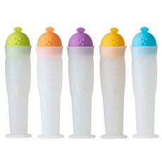 FLaiTO 矽膠冰棒模具 海豹5件組, 綠色, 橘色, 紫色, 黃色, 藍色, 1套