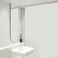 까사마루 방수 샤워 커튼 + 커튼링 12p + 샤워봉 세트, 무지(커튼), 1세트