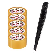deLi 3M盒膠帶5P +切割機KAL蓋套3650-5-2037_60, 1套, 棕色（膠帶），黑色（切紙器）