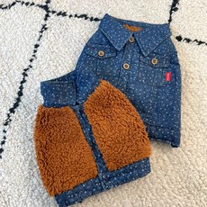 Caniche 狗狗佩斯利丹寧搖粒絨夾克, 單一顏色