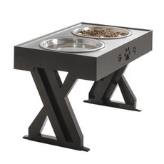 YOGiSSO 大型犬用高度可調式雙碗餐碗, 黑色, 1個