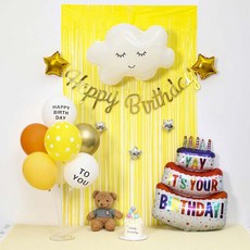P&B UNITY 黃色蛋糕氣球拉旗窗簾組, 01 黃色基本款, 1套