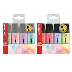 STABILO 思筆樂 Boss 粉彩螢光筆4色A套組+4色B套組, 薄荷色、粉色腮紅、乳黃色、淡紫色霧霾、雲藍色、青檸色、柔和珊瑚紅、櫻花粉, 1套