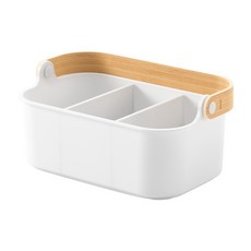 UMBRA Bellwood木柄收納置物籃, 1個, 雲朵白