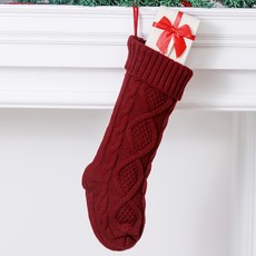 Arty Home 菱格紋針織聖誕襪裝飾, 紅色