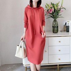 마켓에이 슬림 긴팔 롱 후드원피스