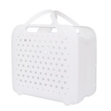 틈새보관 손잡이 모양변형 세탁바구니, 흰색, 1개