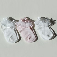 童款蕾絲邊素色短襪 3雙入