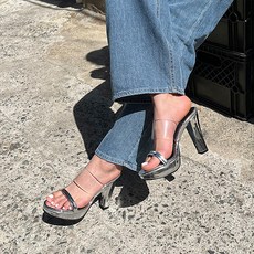 bellepe 女性用 Corel 10.5cm 漆皮防水台穆勒超高跟鞋, 235, 銀色