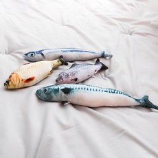 DING DONG PET 貓咪貓薄荷魚玩偶 4件組, 1套, 秋刀魚、鯖魚、鯽魚、鯉魚