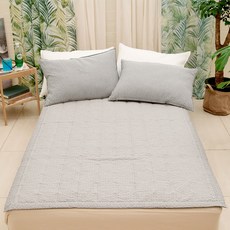 Simplux 夏季水洗泡泡紗涼夏絎縫床用固定鬆緊帶墊, 灰色
