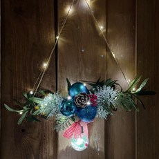 Lovely Farm 聖誕裝飾品花環LED燈飾組, 藍色, 1套