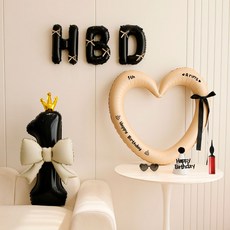 피앤비유니티 HBD 하트앤숫자 파티 풍선세트, 04 베이지블랙 숫자1, 1세트