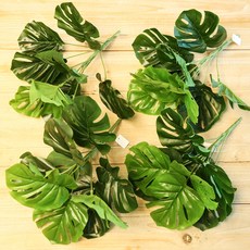 JOART 室內裝飾人造葉子 人造植物裝飾 龜背芋 30cm, 綠色, 4個