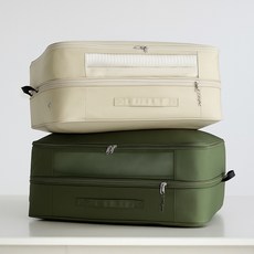 Nature Living Air Down 棉被整理箱 壓縮袋 沙米色 + 橄欖卡其色 套組, 1套