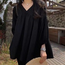 PEONIST 套頭九分抓皺襯衫