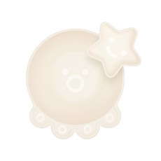 章魚造型麥片碗附小碗, 1套, 米色