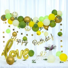 P&B UNITY 生日氣球組 橄欖綠, 1套, 隨機發貨（固化色帶、球囊泵）