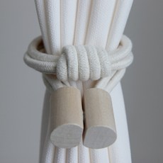 Privatou Woody 磁吸窗簾 磁鐵 綁帶 54cm, 象牙白, 2個