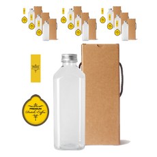 方形荷蘭PET容器1000+鋁蓋+盒子+LB1貼紙套組, 10組