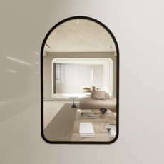 Maadeu 黏貼式硬質塗層簡約壓克力鏡 拱形 XL, 黑色