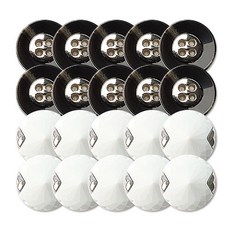 亮點寶石組合鈕扣 18mm 10入 + YL水牛角 21mm 10入, 鎳, 1套