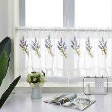 Moment薰衣草刺繡荷葉邊廚房窗簾, 混色