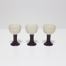 Moonsalt 手工陶器光面雙色手柄飲具套組 象牙色 + 紫色, 3個, 單品