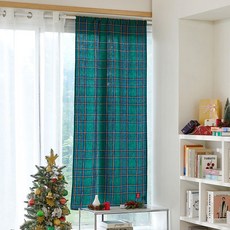 Modern House Graphik Holly Tartan 單幅窗簾 2入, 綠色