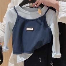 Uvely 兒童款 Riamo 層次感無袖T恤馬甲兩件式套裝