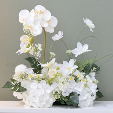 flowertree 自然花卉相片桌中心擺飾, 白色水晶, 1個