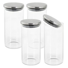 CHINADA 不鏽鋼圓形密封玻璃瓶, 400ml, 4個