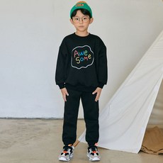 VAVKID'S 孩童文字印花長袖T恤+長褲