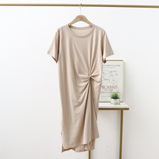 星星麻花圓領孕婦短袖睡衣連身裙