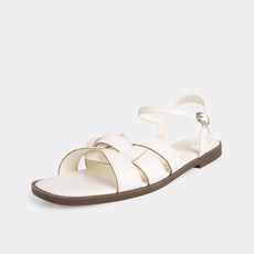 SHOOPEN 女款圓頭包覆平底涼鞋 1.0 HPWWND201S, White, 230