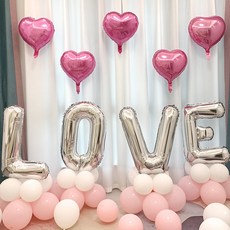 WOW PARTY KOREA LOVE字母氣球柱組合, 銀色粉紅, 1套