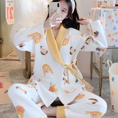 孕婦拼色領兩件式哺乳睡衣