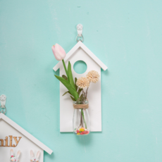 Roy 天然木質壁掛式透明花盆 白色油漆小屋, 單一顏色