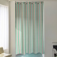 韓國 GNY 條紋三色單面遮蔽門簾, 綠色