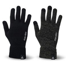 RAVER 運動防寒針織手套2件組, 黑色, 炭灰色, 1個