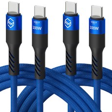 신지모루 C타입-C타입 단선방지 100W PD 초고속충전 케이블, 2m, 블루, 2개 2m, 블루, 2개