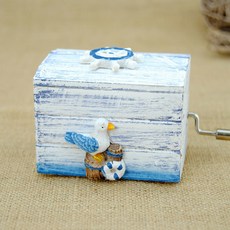 地中海系列音樂盒 海鷗, 白色 + 藍色