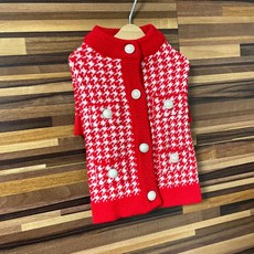 Kkaniswi寵物Coco珍珠針織開襟衫, 紅色